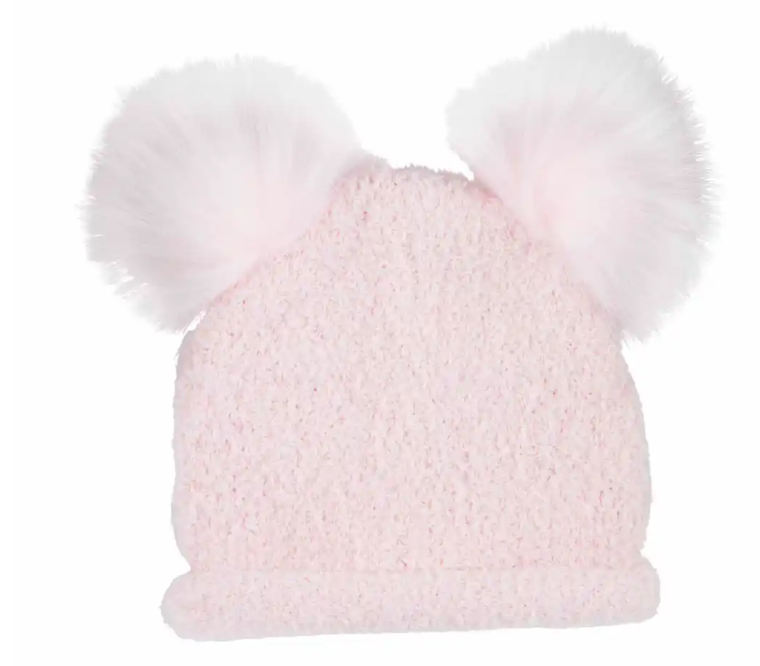 Pink Fur Pom Chenille Hat