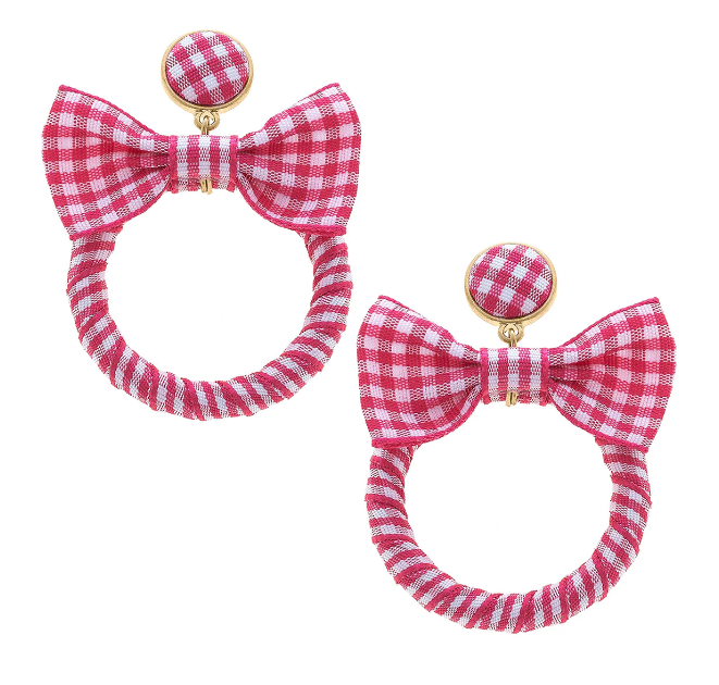 Pink Gingham Bow Hoop