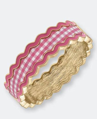Pink Gingham Statement Bangle
