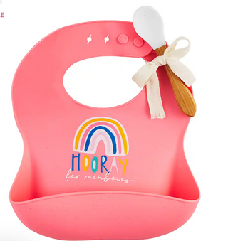 Pink Glitter Silicone Bib Set