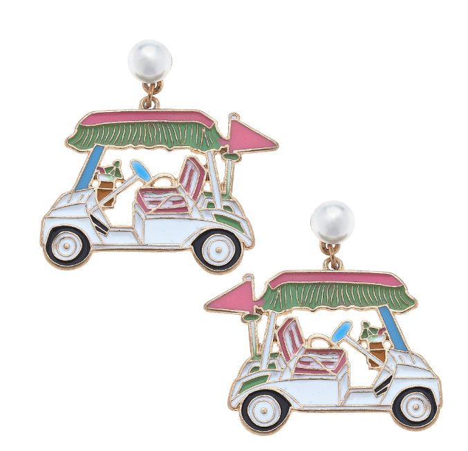 Pink Golf Cart Earring