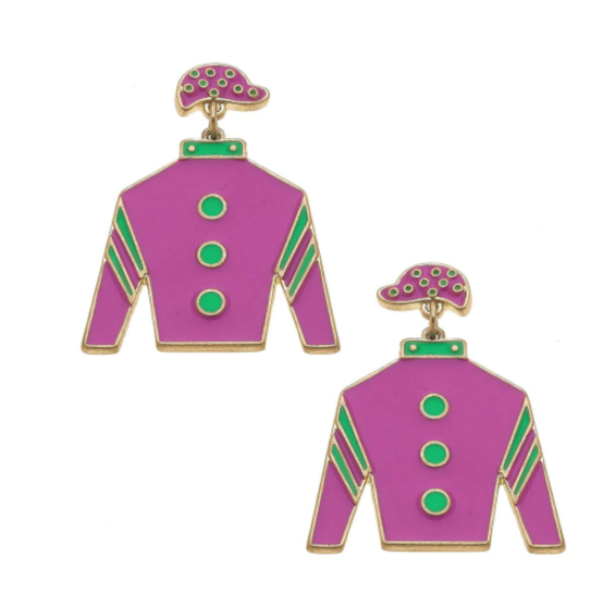 Pink & Green Jockey Earring