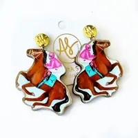 Pink Jockey On Horse Earring