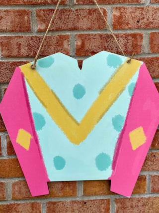 Pink Jockey Silk Door Hanger