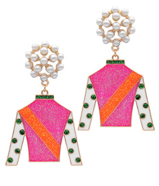 Pink Jockey Silk Glitter Earring