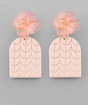 Pink Leaf Pattern Earring