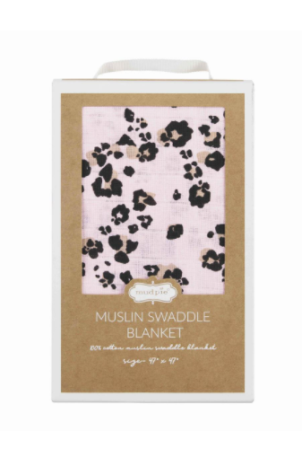 Pink Leopard Muslin Swaddle