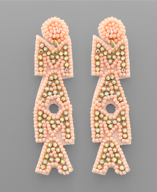 Pink MAMA Beaded Earring