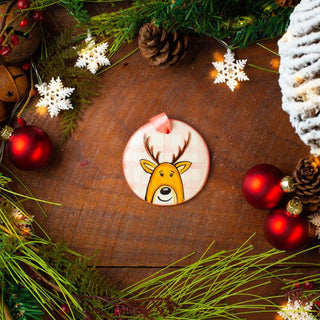 Pink Plaid Reindeer Flat Ornament