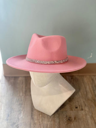 Pink Rhinestone Chain Hat