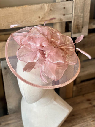 Pink Satin Trim Fascinator