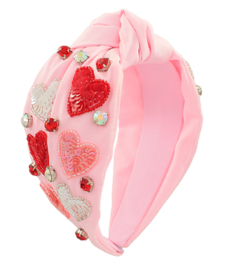 Pink Sequin Heart Headband