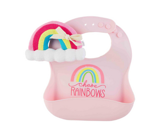 Pink Silicone Bib & Rattle