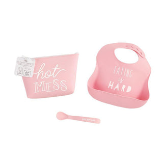 Pink Silicone Feeding Set