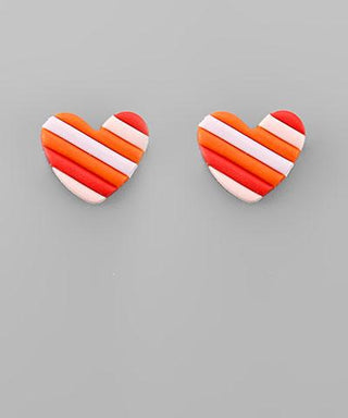 Pink Stripe Clay Earring