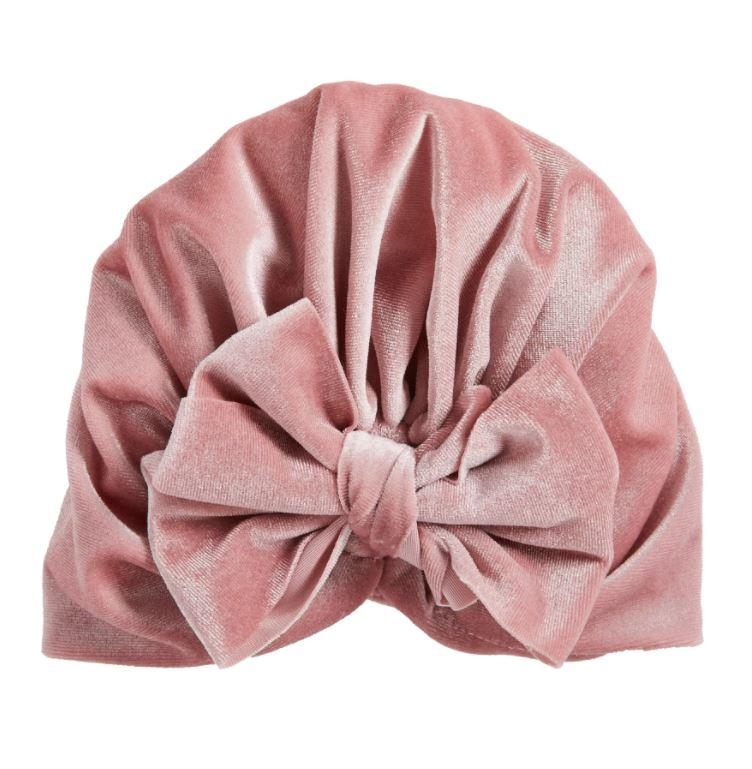 Pink Velvet Bow Turban