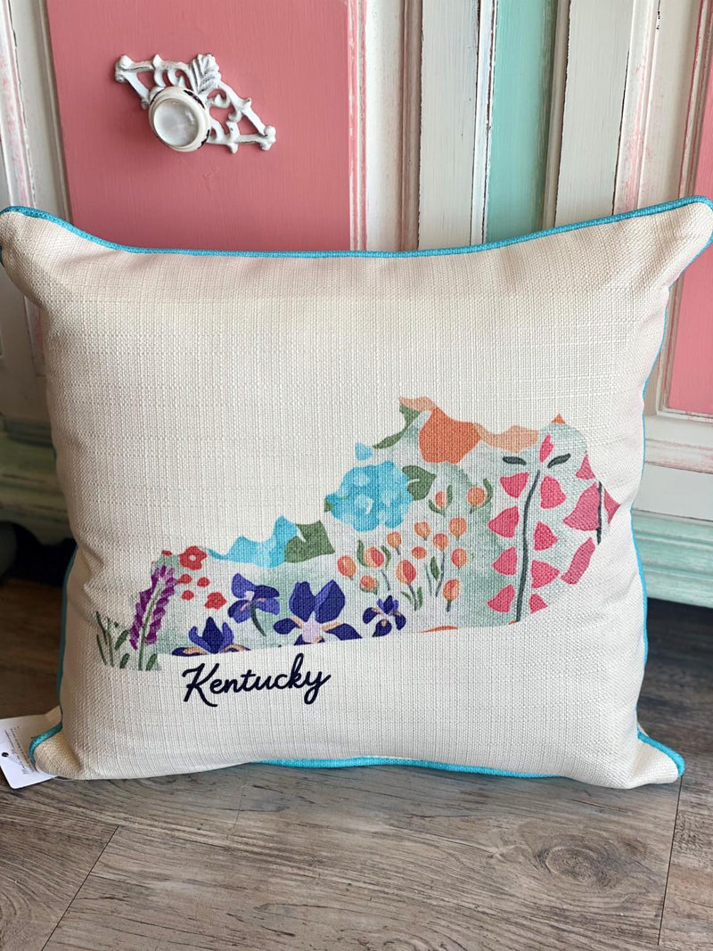 Piped Blue Floral KY Pillow