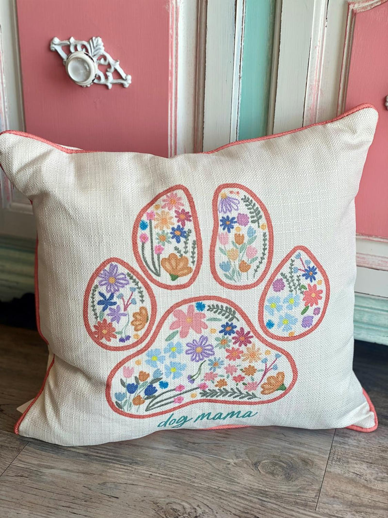 Piped Rose Dog Mama Pillow