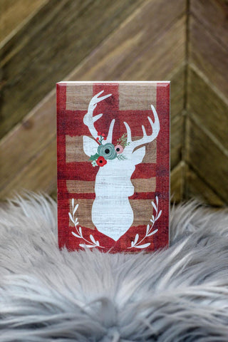 Plaid Deer Sign