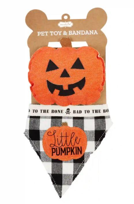 Pumpkin Pet Toy Bandana Set