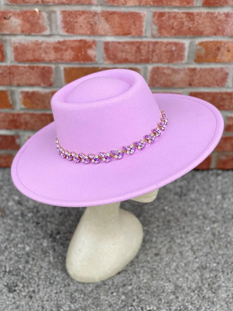 Purple Jeweled Fedora Hat