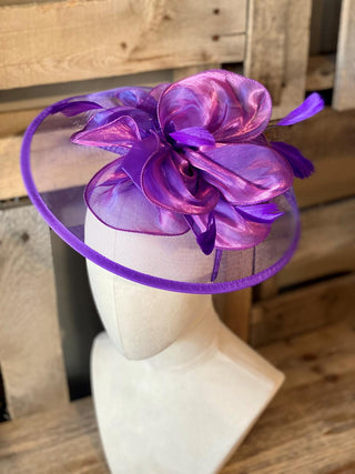 Purple Satin Trim Fascinator