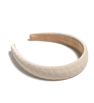Quilted Faux Leather Headband Ivory