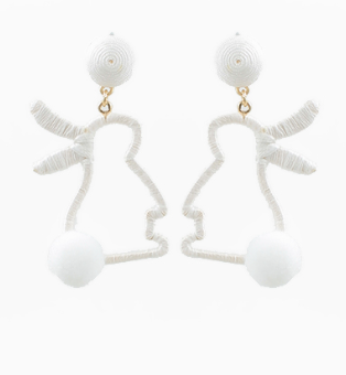 Rabbit Outline Earrings White
