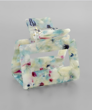 Rectangular Hair Clip Blue Multi