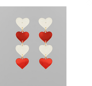 Red/White 4 Heart Earring