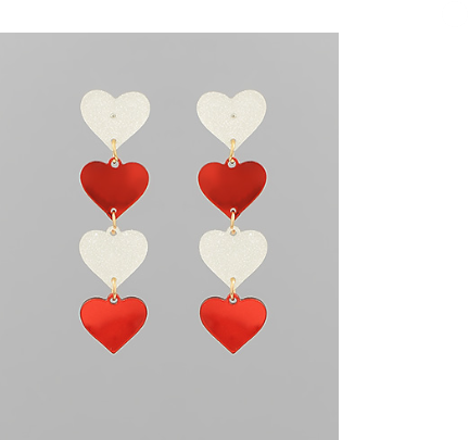 Red/White 4 Heart Earring