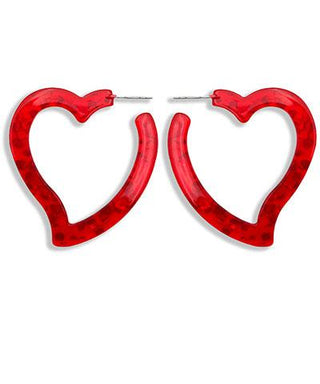 Red Acrylic Open Heart Hoop