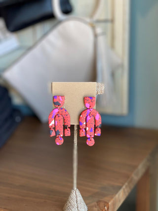 Red Clay Curved Bar Earring