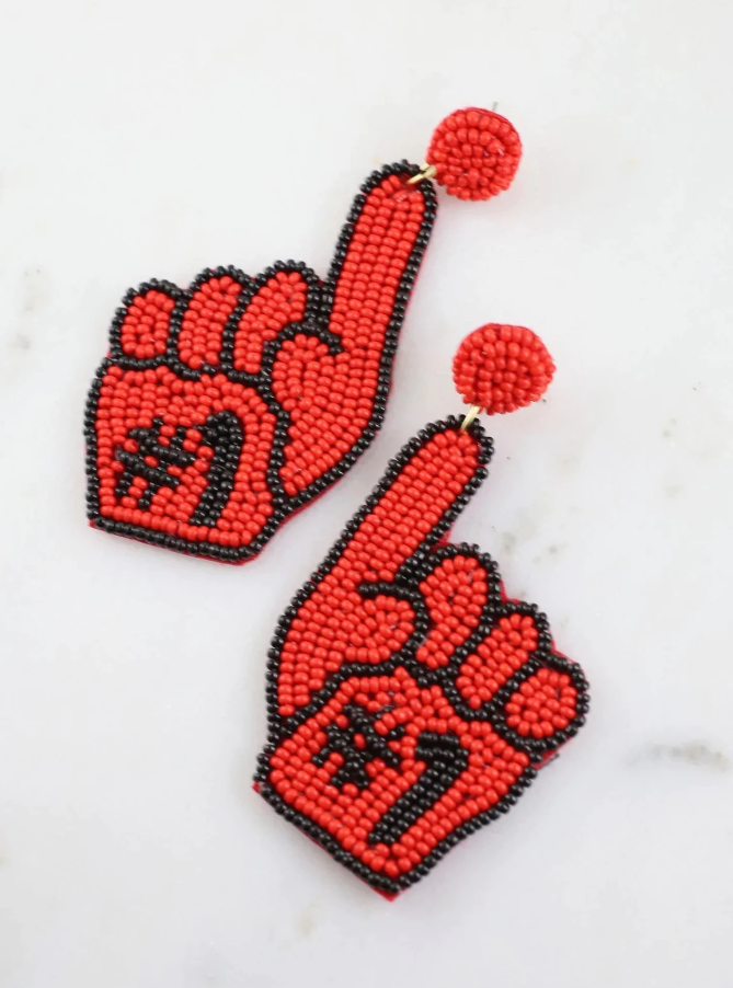 Red Foam Finger Earring