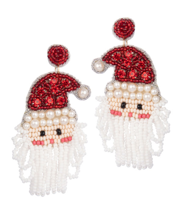 Red Fringe Santa Beard Earring