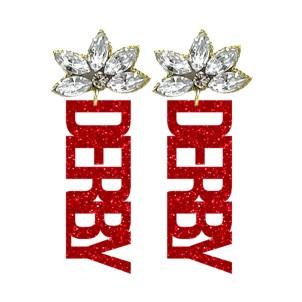 Red Glitter Derby Earring