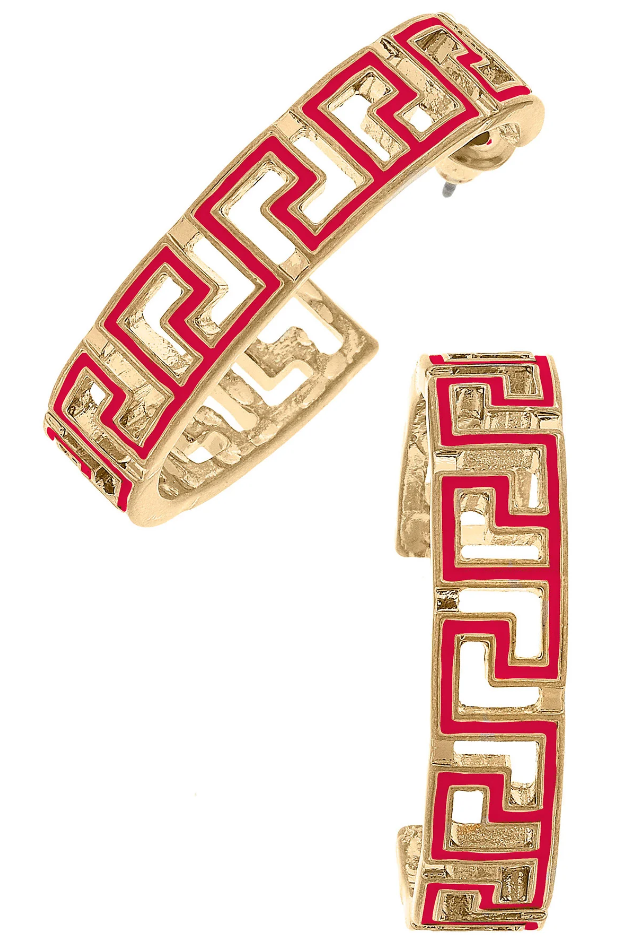 Red Greek Key Hoop – Darling State of Mind