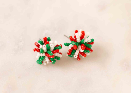 Red & Green Gift Bow Earrings