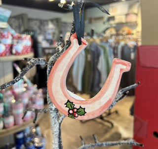 Red Horseshoe Flat Ornament