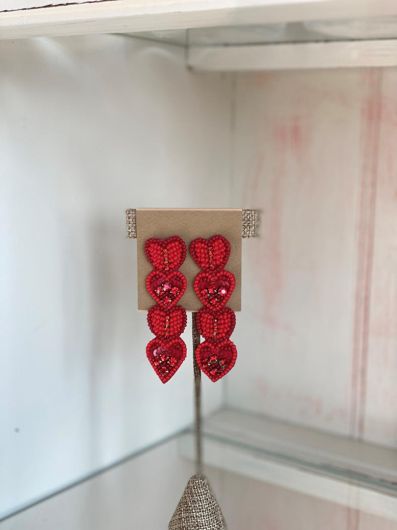 Red Layer Heart Earring