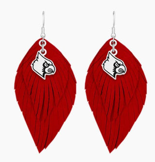 Red Lou Leather Feather Earring