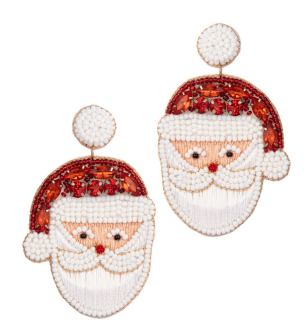 Red Rhinestone Santa Earring