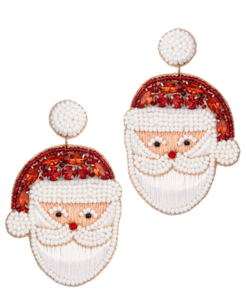 Red Rhinestone Santa Earrings