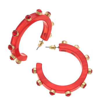 Red Skyler Rhinestone Hoop