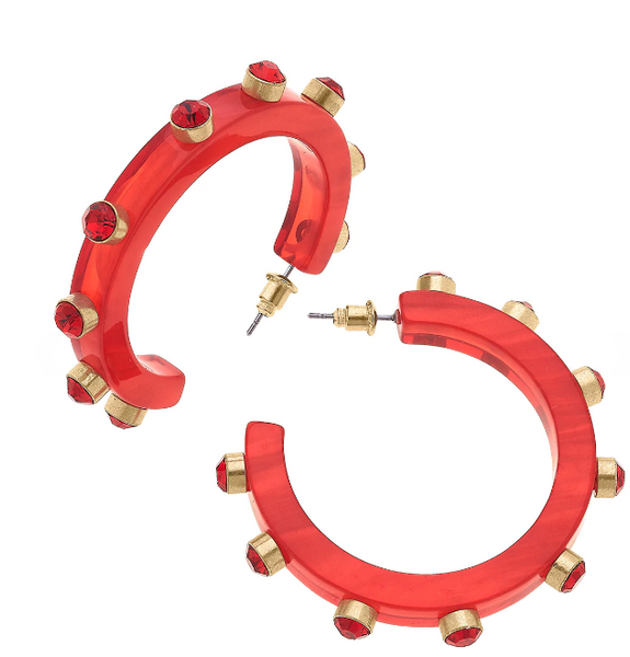 Celine, Jewelry, Celine Good Hoop With Red Enamel Earrings