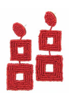 Red Squares Earring
