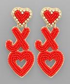 Red XO Heart Earring