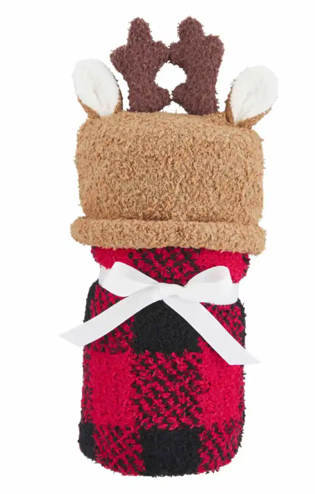 Reindeer Blanket & Hat Set