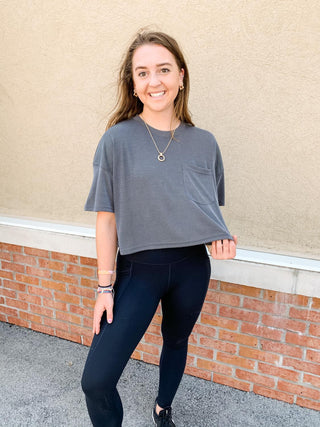 Ribbed Cropped Pocket Tee (More Colors)