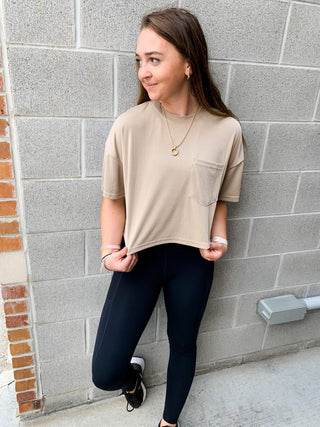 Ribbed Cropped Pocket Tee (More Colors)
